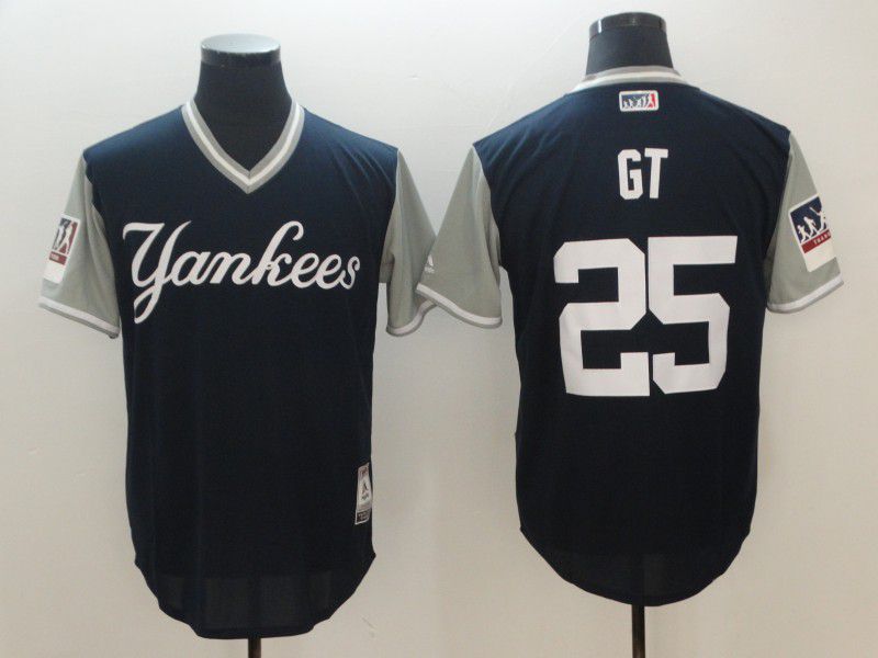 Men New York Yankees #25 GT Blue New Rush Limited MLB Jerseys->->MLB Jersey